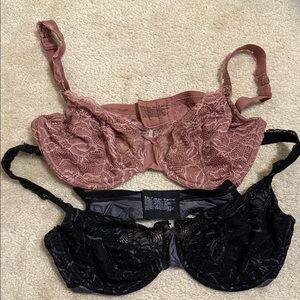 2 Bali Lace Underwire Bras - Black and Rose/ pink